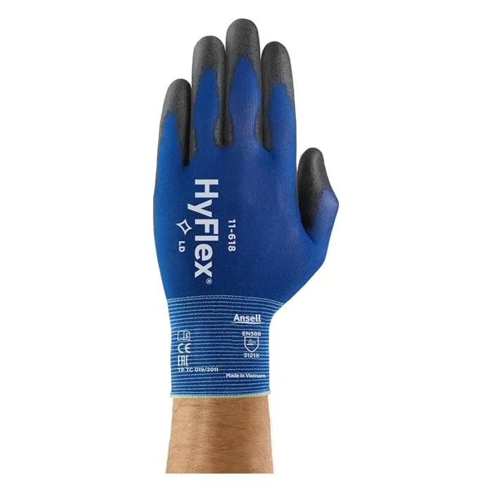 Ansell 11-618 HyFlex Ultra-Lightweight Work Gloves, PU Coated Palm - Size 11 - XXL - 12 Pairs - Image 2