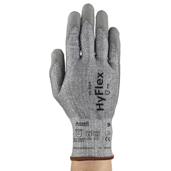 Ansell 11-727 HyFlex Cut-Resistant Work Gloves, PU Coated Palm - Size 10 - XL - 12 Pairs - Image 3