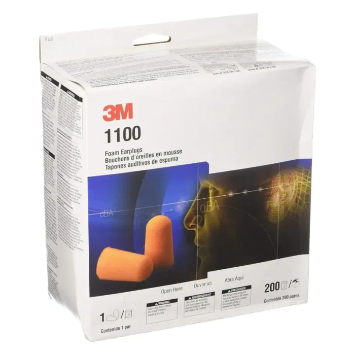 3M 1100 Foam Earplugs, Orange - 200 Pairs - Image 1