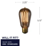 Bulbrite 136019 ST18 Nostalgic Antique Incandescent Light Bulb, 60W, 2200K, E26 Medium Base - Image 3