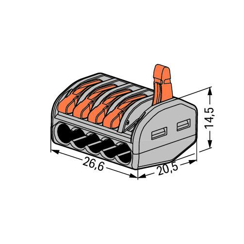 Wago 221-415 (500 PK) Compact Splicing Connector 5-Conductor