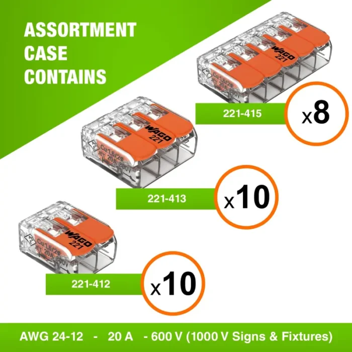 WAGO 221 Series 28pc Compact Splicing Wire Connectors Assortment - Image 2