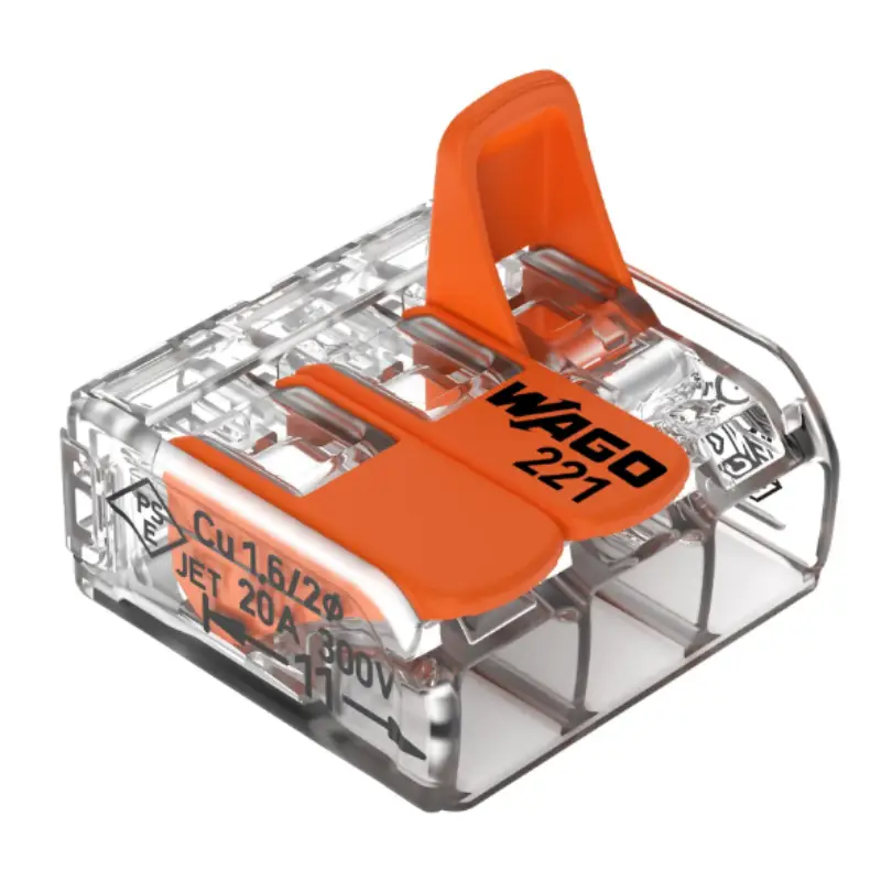 221-413-5.webp WAGO 221-413 Compact Splicing Connector - 221 Series 12 AWG Lever Connector - Image 1