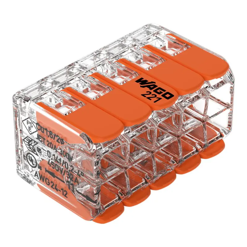 221-420 WAGO 221-420 Compact Splicing Connector with Lever - 221 Series 12 AWG Lever Connector - Image 1