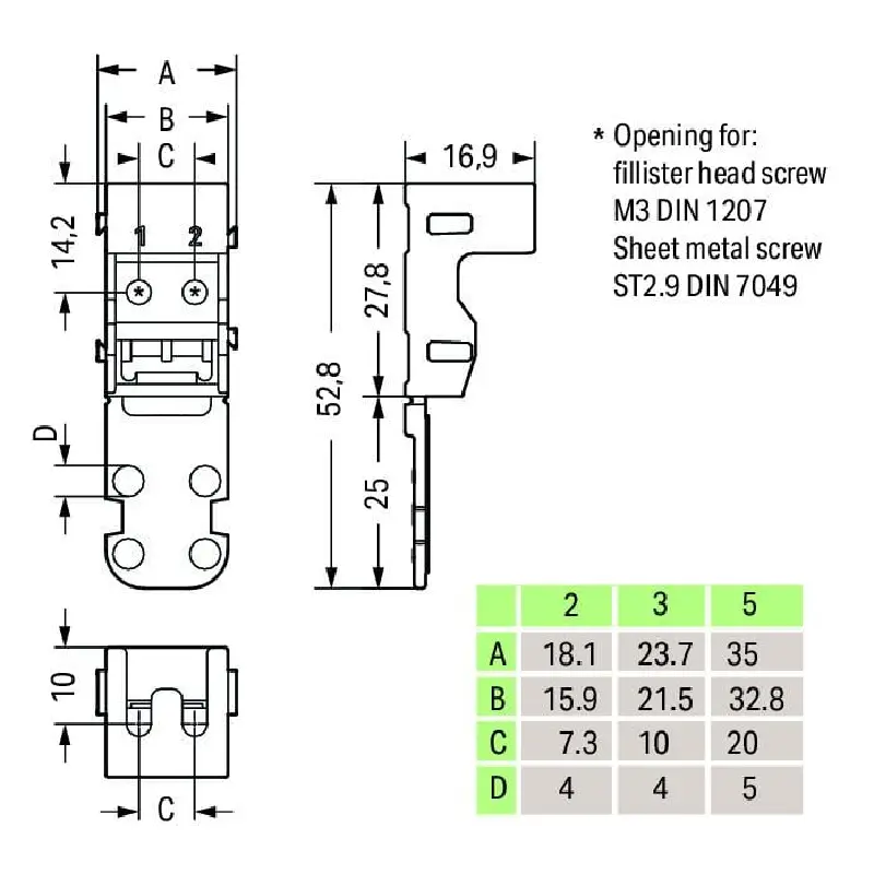 221-503 WAGO 221-503 Mounting Carrier For Terminal Blocks  - For 221 Series (24-12 AWG) 3-Conductor - Image 2
