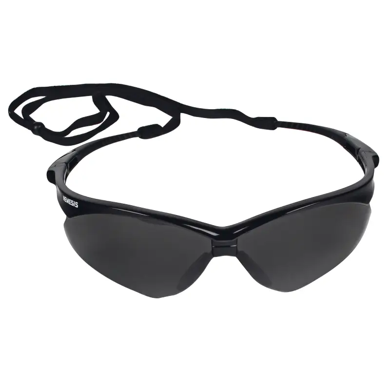 22475 Kleenguard 22475 V30 Nemesis Safety Glasses, with Anti-Fog Coating, Smoke Lenses, Black Frame - 12 Pairs - Image 1