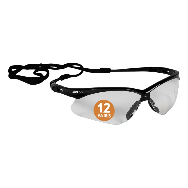 25676.1 Kleenguard 25679 V30 Nemesis Safety Glasses, Anti-Fog Coating, Clear Lenses with Black Frame  - 12 Pairs - Image 2