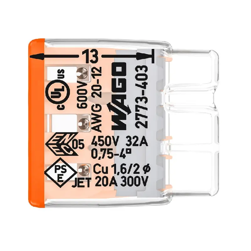 2773-403 WAGO 2773-403 Compact Pushwire Connector - 2773 Series 12 AWG Push Connector - Image 2