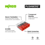 WAGO 2773-404 Compact Pushwire Connector - 2773 Series 12 AWG Push Connector - Image 4