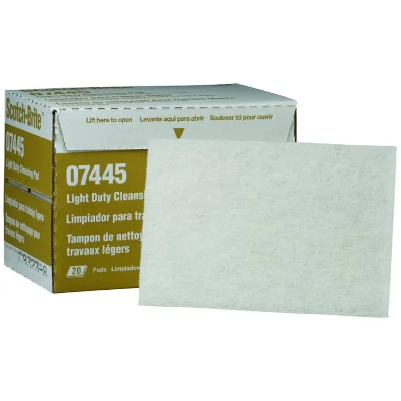 3M 7445 Light Cleansing Hand Pad - Super Fine, White, 6 x 9 - 20 Pack 3M 7445 Light Cleansing Hand Pad - Super Fine, White, 6" x 9" - 20 Pack - Image 1