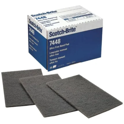 3M 7448 Hand Pad Ultra Fine, Grey, 6" x 9"- 20 Pack