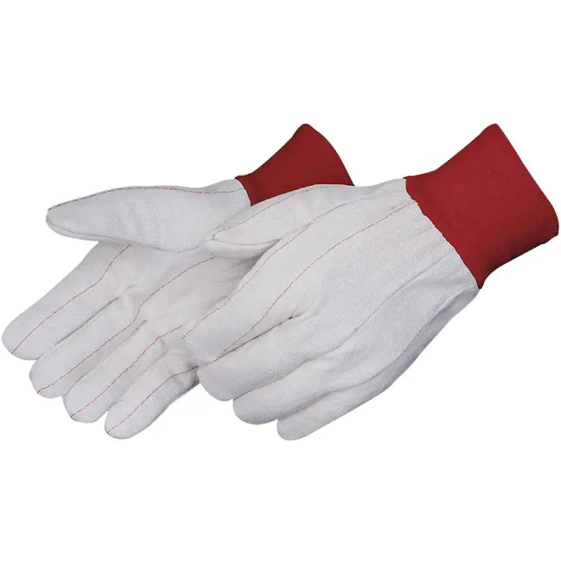 4518R Liberty Safety 4518R 20oz Cotton Double Palm Men's Glove with Red Knit Wrist - Size Mens - L - 12 Pairs - Image 1