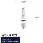 Bulbrite 473040 T3 Halogen Candelabra Light Bulb, 40W, Clear, E12 Base - Image 2