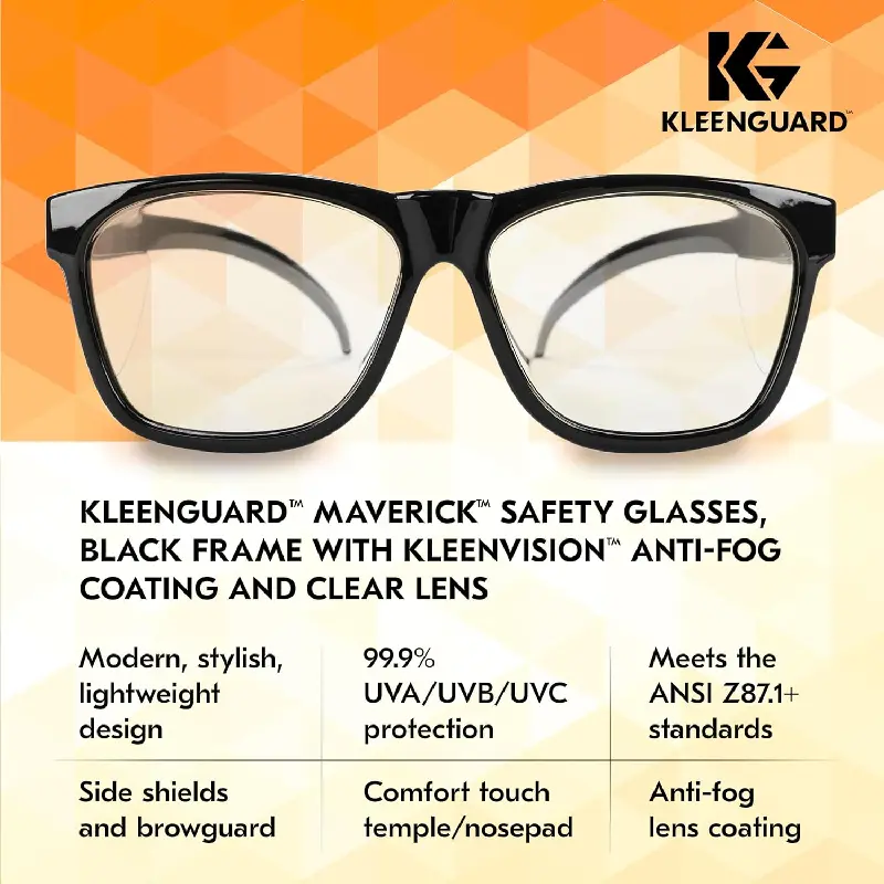 49309 Kleenguard 49309 V30 Maverick Safety Glasses - Clear Lens - Black - Anti-Fog - Image 4