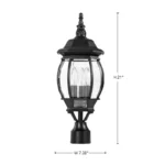 Satco 60-899 Central Park - 3 Light 21" Post Lantern with Clear Beveled Glass - Textured Black Finish - Image 3