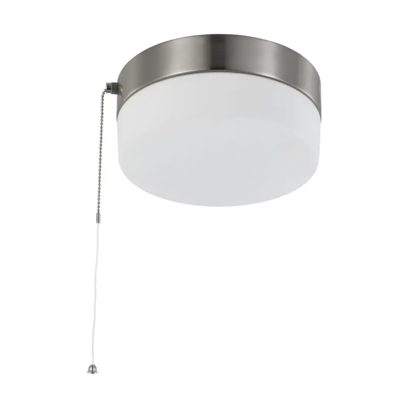 62-1566 Satco 62-1566 - 12 Watt; 8 inch; LED Flush Mount Fixture with Pull Chain; Brushed Nickel with Frosted Glass - Image 1