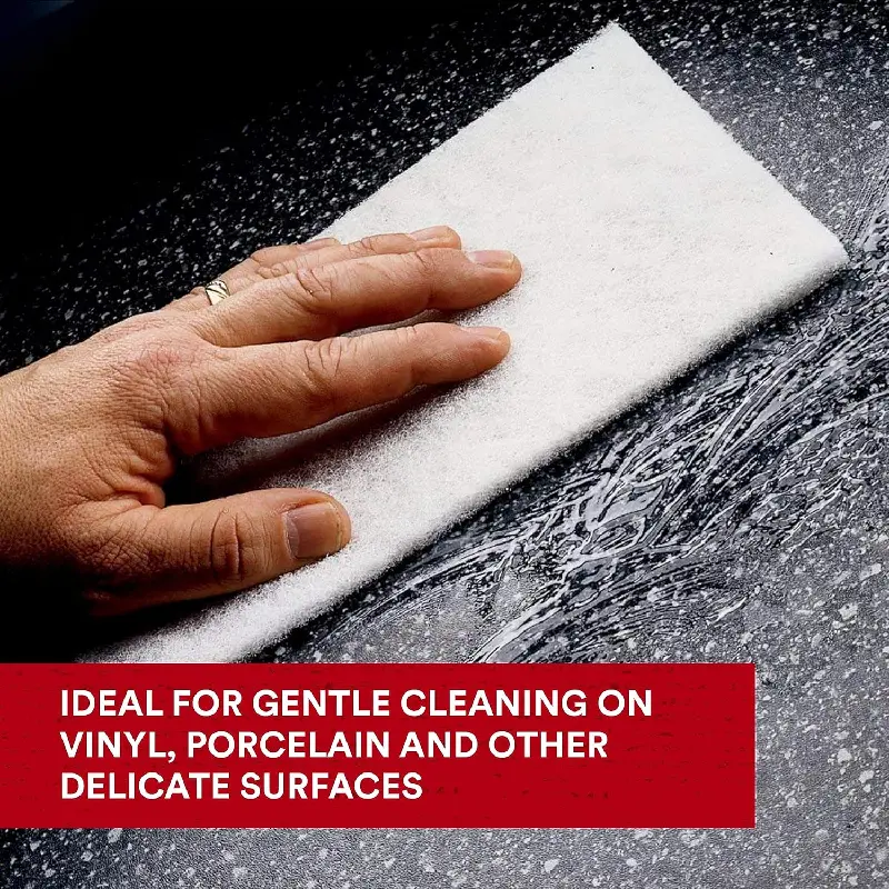 7445 3M 7445 Light Cleansing Hand Pad - Super Fine, White, 6" x 9" - 20 Pack - Image 3