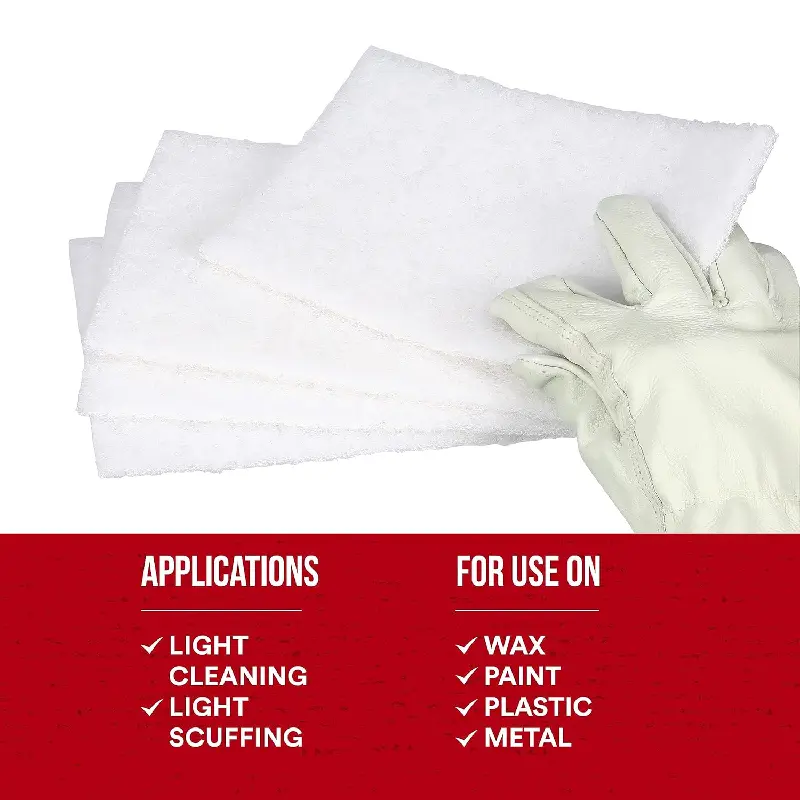 7445 3M 7445 Light Cleansing Hand Pad - Super Fine, White, 6" x 9" - 20 Pack - Image 4