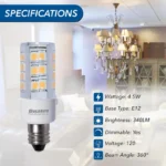 Bulbrite 770595 4.5W LED T6 Mini Tubular Bulb, 2700K Warm White, Clear, Dimmable, E12 Base - Image 2