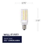 Bulbrite 770631 5W Dimmable T6 LED Bulb, E12 Candelabra Base - Image 3