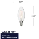Bulbrite 776626 LED B11 Filament Light Bulb, 5W (60W Equivalent), 2700K, E12 Candelabra Base - Image 3