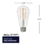 Bulbrite 776767 8.5W LED ST18 Filament Bulb, 2700K Warm White, Clear, 90 CRI, JA8 Compliant, Dimmable, E26 Base - Image 3