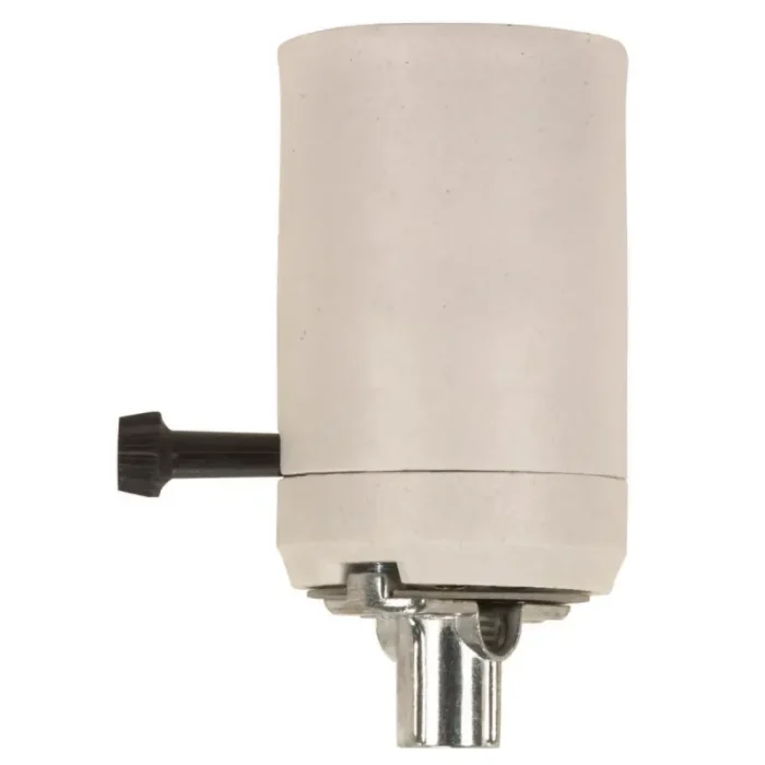 Satco 90-428 Porcelain 3-Way Turn Knob Mogul Socket With Hickey; Unglazed; 750W; 250V - Image 1