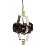 Satco 90-463 Phenolic 3-Light Cluster Socket; 1-3/4" 1/8 IP Threaded Top Bracket With 5/8" Nipple; 12" AWM B/W Leads 105C; 660W; 250V
