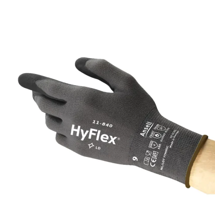 Ansell 11-840 HyFlex Micro-Foam Nitrile Coated Gloves - Size 8 - M - 12 Pairs - Image 1