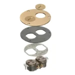 Arlington FLB3520MBTK Round Metal Cover with Threaded Plugs, Gaskets, Receptacle - Brass