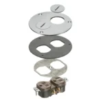 Arlington FLB3520NLTK Round Metal Cover with Threaded Plugs, Gaskets, Receptacle - Nickel