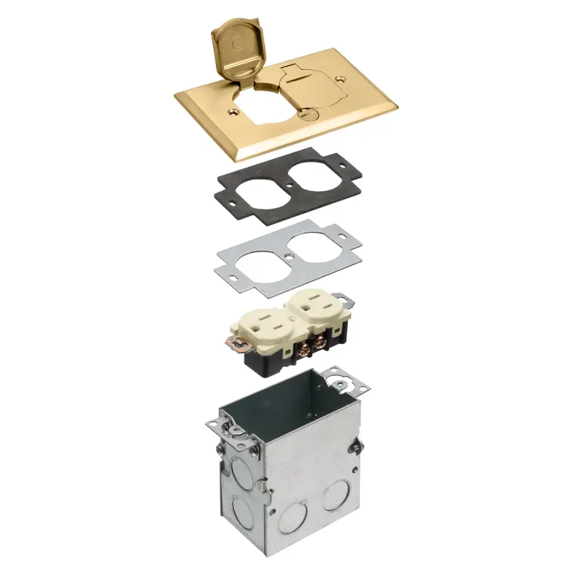 Arlington FLB5331MB Floor Box Kit with Steel Box and Metal Cover - Brass Arlington FLB5331MB Floor Box Kit with Steel Box and Metal Cover - Brass - Image 1