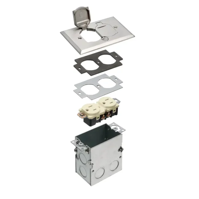 Arlington FLB5331NL 1-Gang Floor Box Kit with Steel Box and Metal Cover - Image 1