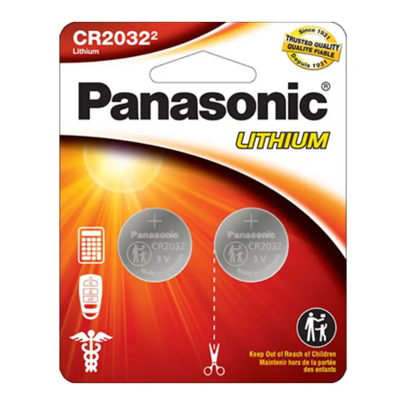 CR2032PA2BL.webp Panasonic CR2032 3V Lithium Coin Battery - 2 Pack - Image 1