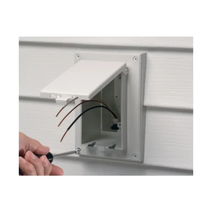 Arlington DBVR141WGC Low Profile InBox for Retrofit Siding Construction (Vertical) with Grounding Clip - Image 1