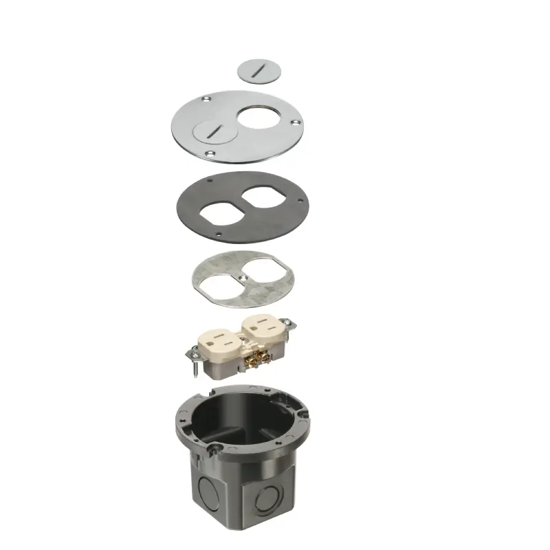 FLB3520NL Arlington FLB3520NL Round Cut-In Box with Nickel Cover with Threaded Plugs - Image 2