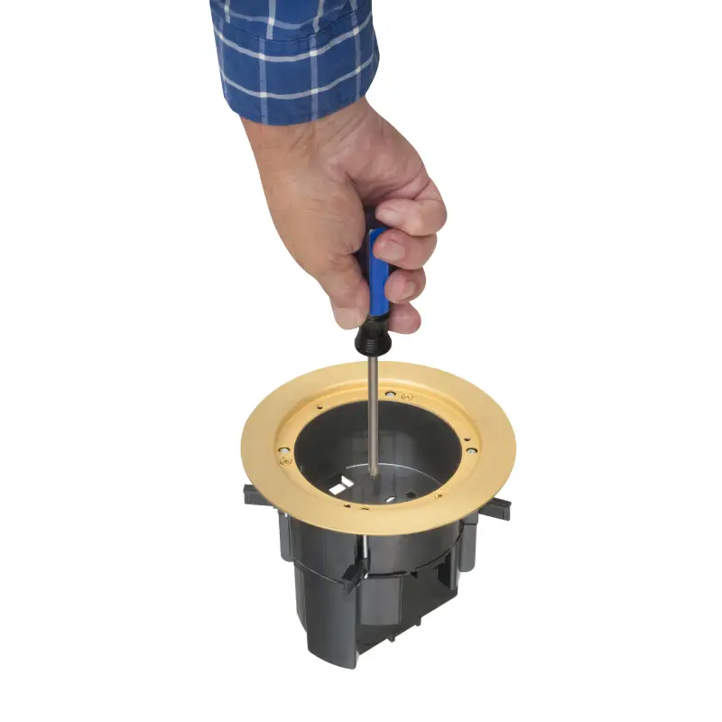 FLBR5420MBGC.2 Arlington FLBR5420MBGC TWO low Voltage Openings with Built-in divider In Box Floor Box Kit With Grounding Clip, Brass - Image 3