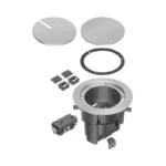 Arlington FLBR5420NLGC TWO low Voltage Openings with Built-in divider In Box Floor Box Kit With Grounding Clip, Nickel