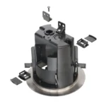 Arlington FLBR5420NLGC TWO low Voltage Openings with Built-in divider In Box Floor Box Kit With Grounding Clip, Nickel - Image 2