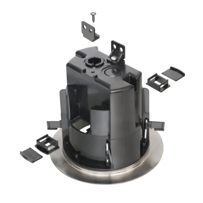Arlington FLBR5420NLGC TWO low Voltage Openings with Built-in divider In Box Floor Box Kit With Grounding Clip, Nickel - Image 2