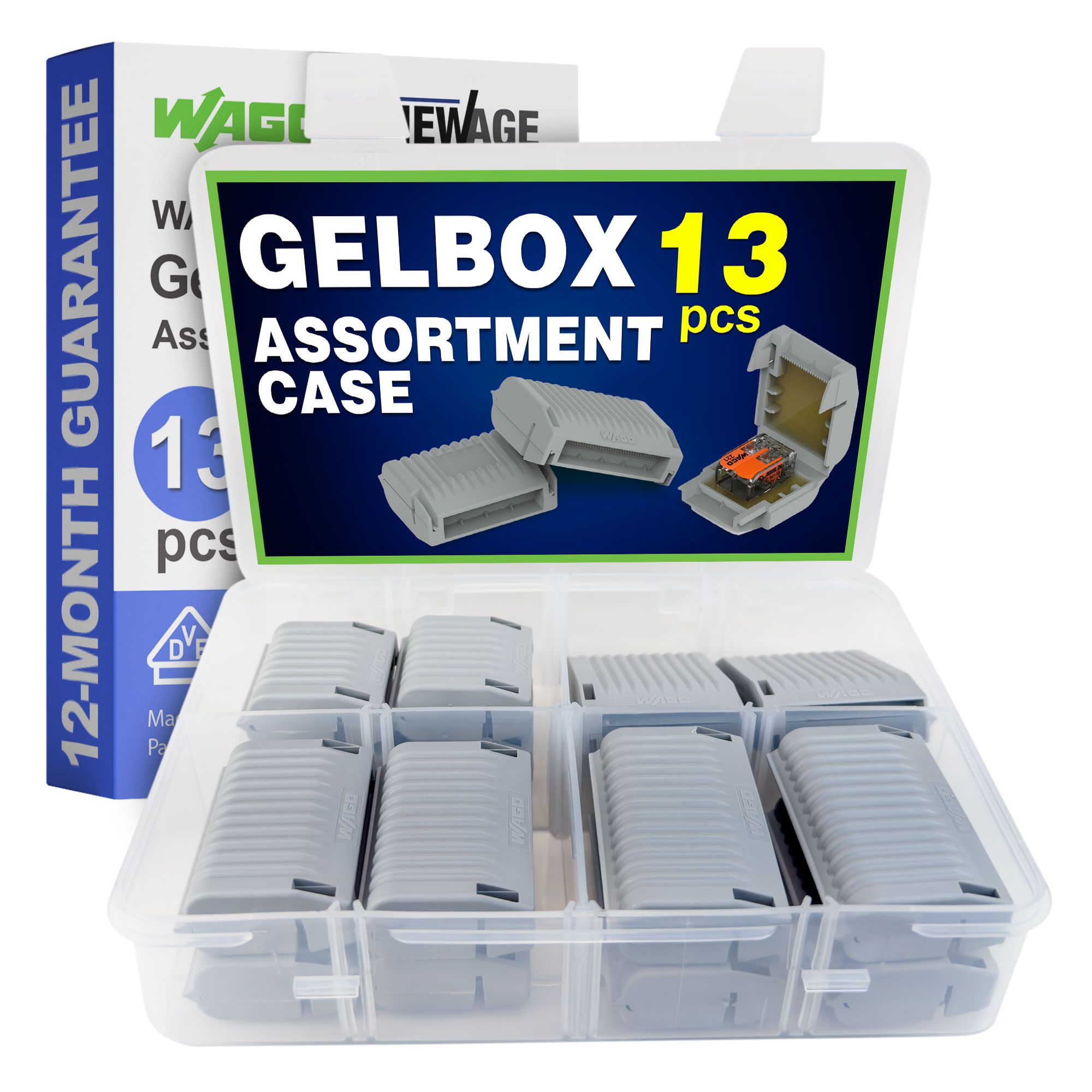 GOOD-NAA207-13-new WAGO 13pc Gelbox for 221 and 2773 Series Connectors Assortment - Image 1