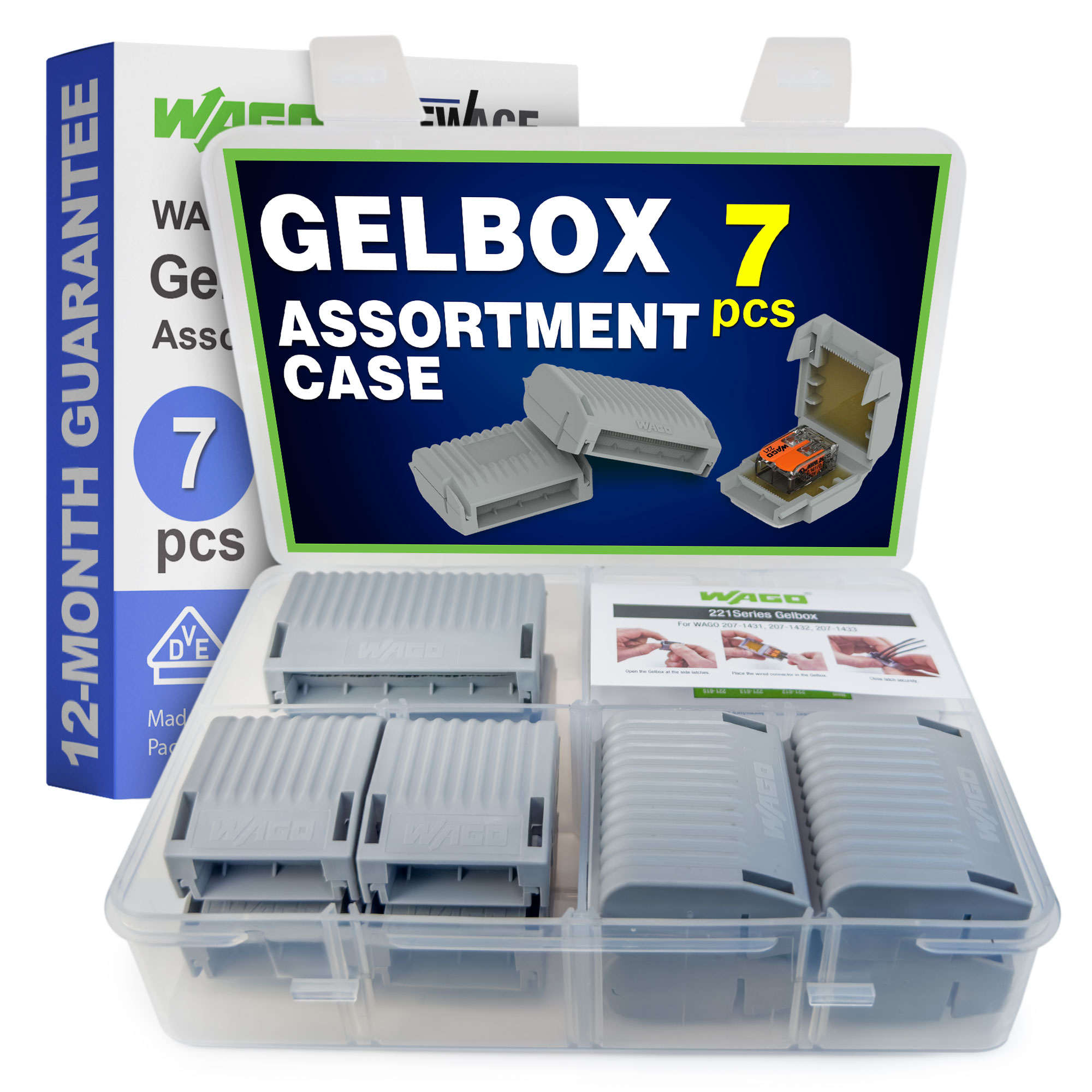 GOOD-NAA207-7-1-new WAGO 7pc Gelbox for 221 Series 10 AWG Connectors Assortment - Image 1