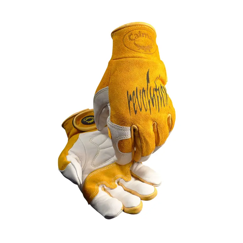 GP1828 PIP Caiman 1828 Premium Cow Grain TIG/MIG Welder's Gloves with Split Cowhide Back - Hook & Loop Closure, Gold - Size 8 - M - Pair - Image 1