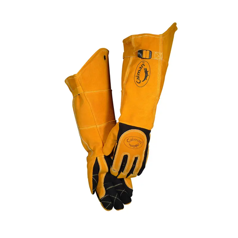 GP1878 PIP Caiman 1878 Premium Split Deerskin MIG/Stick Welder's Glove with Fleece/Foam Insulation - 21" Length, Gold - Size 9 - L - Pair - Image 1