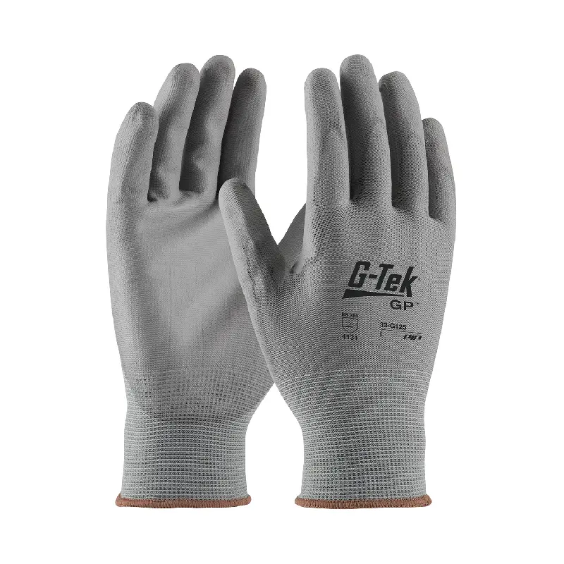 GP33G125 PIP Safety G-Tek 33-G125 Seamless Knit Nylon Blend Glove with Polyurethane Coated Flat Grip, Gray - Size 9 - L - 12 Pairs - Image 1