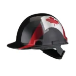 PIP Dynamic HP341R-CAN-11 Dom Cap Style Smooth Dome Hard Hat, Rachet Adjustment - Canadian Flag Wrap, Black