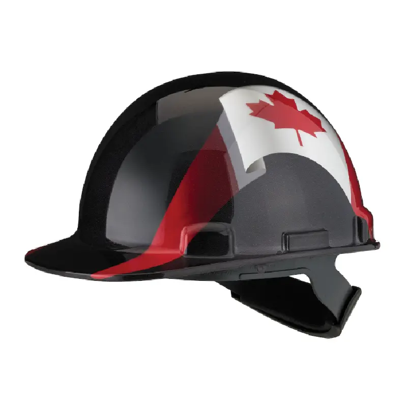 HP841RCAN PIP Dynamic HP841R-CAN-11 Stromboli Cap Style Smooth Dome Hard Hat Ratchet Adjustment - Canada Flag Wrap, Black - Image 1