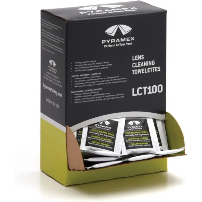 Pyramex LCT100 Safety Individually Packaged Lens Cleaning Towelettes, Pack of 100 - Image 1