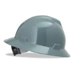MSA 475367 V-Gard Slotted Full-Brim Hat, Gray, w/Fas-Trac III Suspension