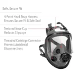 Honeywell North 54001S Full Facepiece Respirator with Dual Cartridge Connectors - Small - Image 2